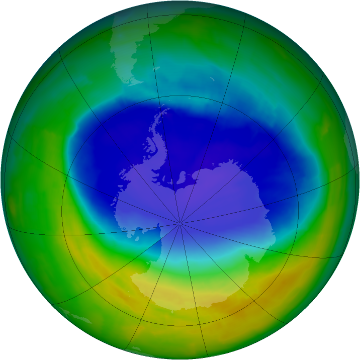 Antarctic ozone map for 12 November 2011